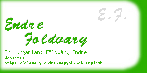 endre foldvary business card