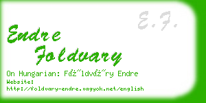 endre foldvary business card